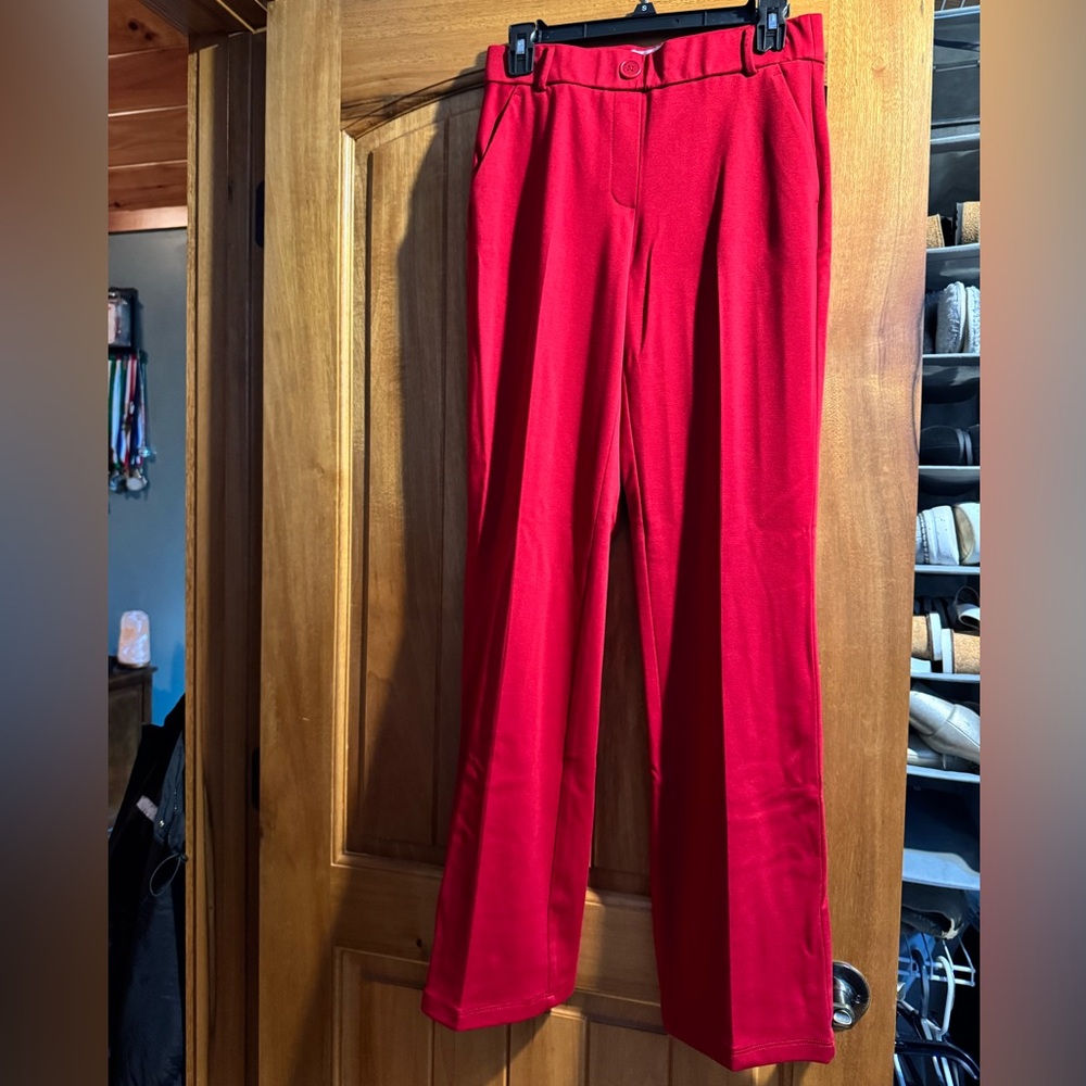 Elegant Red Women's Dress Pants